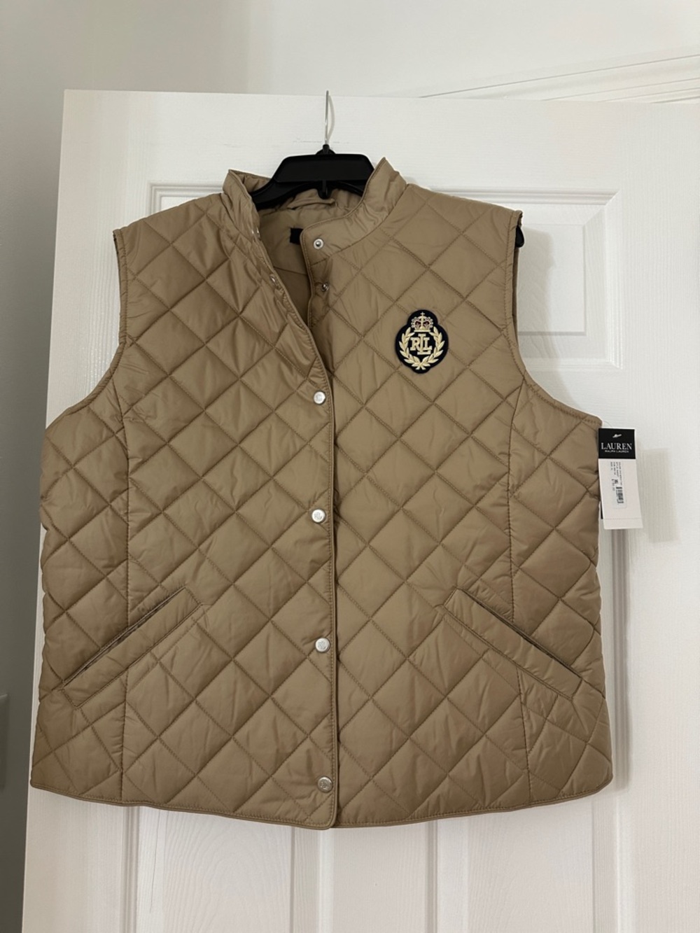 Lauren Ralph Lauren Quilted Vest in Khaki Tan